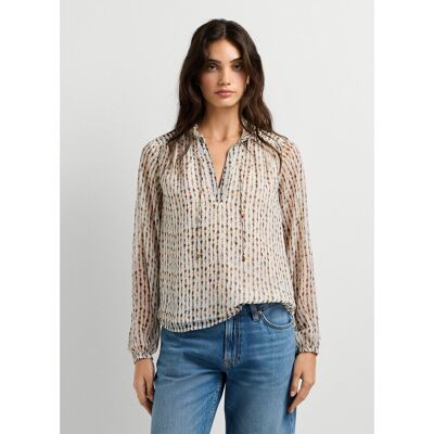 PEPE JEANS Blouse imprimée à col montant à nouer PEPE JEANS Blouse imprimée à col montant à nouer