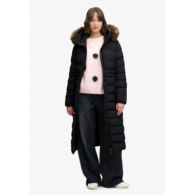 SUPERDRY Veste Fuji Longue à Capuche en Fausse Fourrure SUPERDRY Veste Fuji Longue à Capuche en Fausse Fourrure