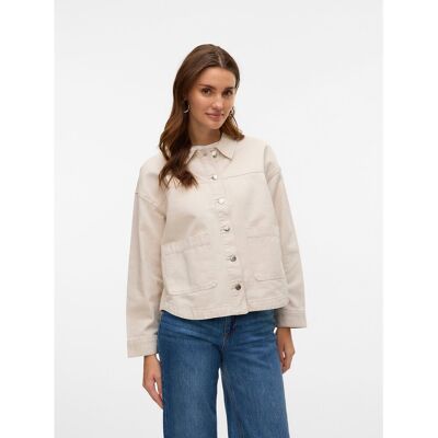 VERO MODA Veste en jean boutonnée avec poches, col polo VERO MODA Veste en jean boutonnée avec poches, col polo