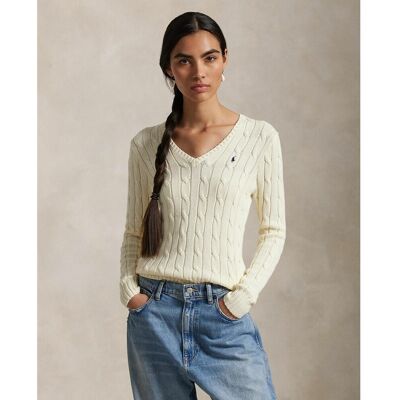 POLO RALPH LAUREN Pull col V manches longues torsadé, KIMBERLY POLO RALPH LAUREN Pull col V manches longues torsadé, KIMBERLY