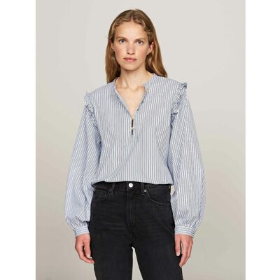 TOMMY HILFIGER Blouse manches longues col montant avec volant TOMMY HILFIGER Blouse manches longues col montant avec volant