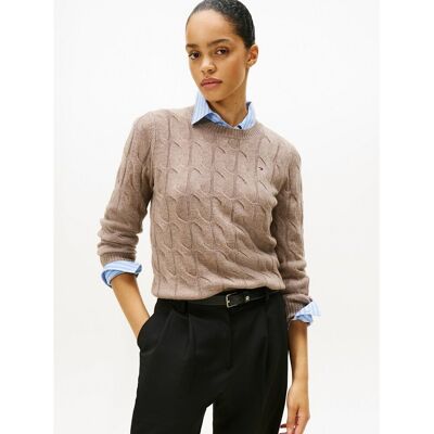 TOMMY HILFIGER Pull col rond en laine torsadée TOMMY HILFIGER Pull col rond en laine torsadée
