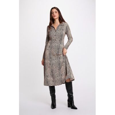 MORGAN Robe longue imprimée manches longues col v MORGAN Robe longue imprimée manches longues col v