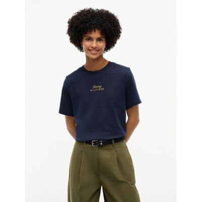 TOMMY HILFIGER T-shirt col rond manches courtes avec logo brodé TOMMY HILFIGER T-shirt col rond manches courtes avec logo brodé