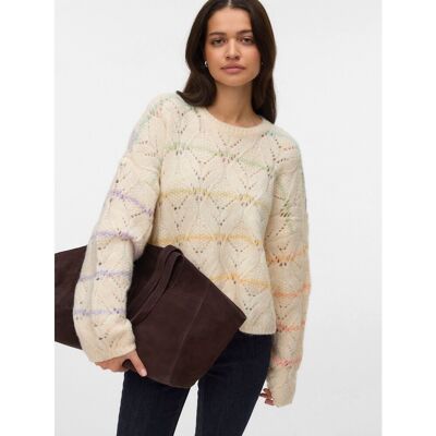 VERO MODA Pull rayé ajouré, manches longues VERO MODA Pull rayé ajouré, manches longues
