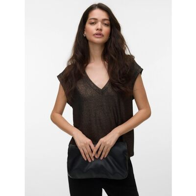 VERO MODA T-shirt manches courtes, col V, à paillettes VERO MODA T-shirt manches courtes, col V, à paillettes