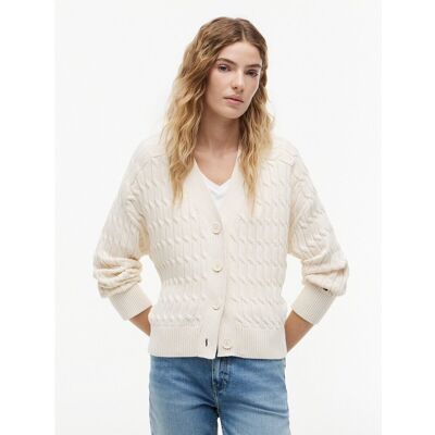 TOMMY HILFIGER Cardigan boutonné col V torsadé TOMMY HILFIGER Cardigan boutonné col V torsadé