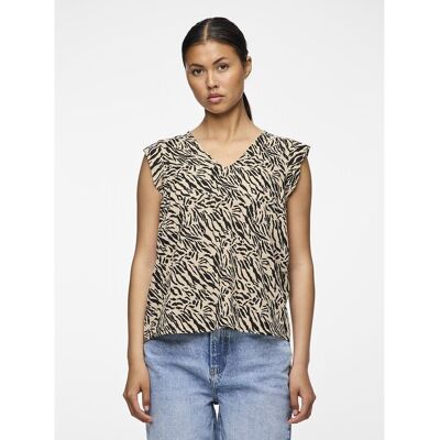 PIECES Blouse col v animalier, sans manches PIECES Blouse col v animalier, sans manches