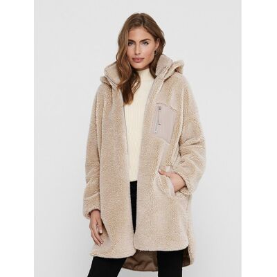 ONLY Manteau mi-long en sherpa, zippé à capuche ONLY Manteau mi-long en sherpa, zippé à capuche