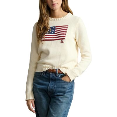 POLO RALPH LAUREN Pull col rond, motif drapeau américain POLO RALPH LAUREN Pull col rond, motif drapeau américain