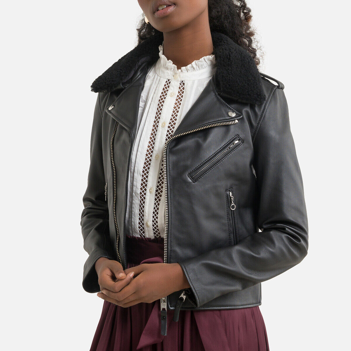 SCHOTT Blouson aviateur cuir court zippé