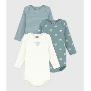 PETIT BATEAU Lot de 3 bodies manches longues, imprimé cœur PETIT BATEAU Lot de 3 bodies manches longues, imprimé cœur