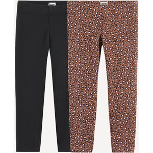 LA REDOUTE COLLECTIONS Lot de 2 leggings imprimé animalier et uni noir LA REDOUTE COLLECTIONS Lot de 2 leggings imprimé animalier et uni noir