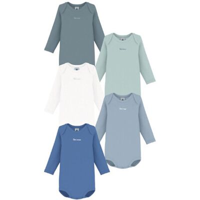PETIT BATEAU Lot de 5 bodies imprimés en coton PETIT BATEAU Lot de 5 bodies imprimés en coton