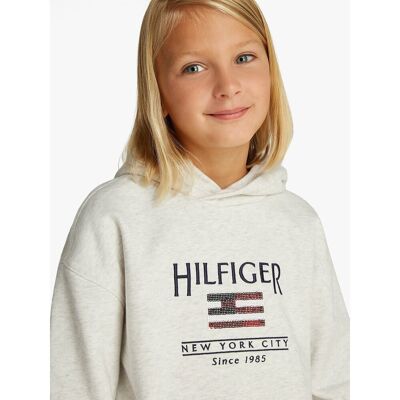 TOMMY HILFIGER Sweat à capuche, logo sequins, en molleton TOMMY HILFIGER Sweat à capuche, logo sequins, en molleton