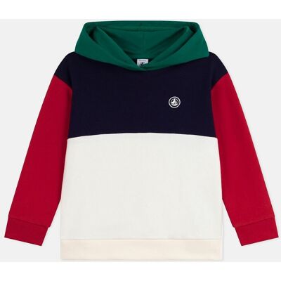 PETIT BATEAU Sweat à capuche color block en molleton PETIT BATEAU Sweat à capuche color block en molleton