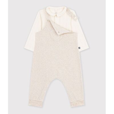 PETIT BATEAU Ensemble 2 pièces, salopette à bretelles et body manches longues PETIT BATEAU Ensemble 2 pièces, salopette à bretelles et body manches longues