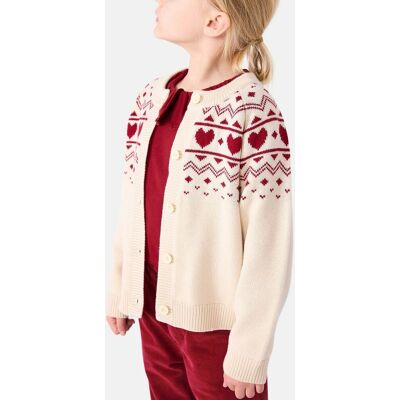 PETIT BATEAU Cardigan en laine et coton, motif jacquard PETIT BATEAU Cardigan en laine et coton, motif jacquard