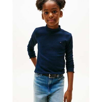 TOMMY HILFIGER T-shirt manches longues, col montant, en côtes TOMMY HILFIGER T-shirt manches longues, col montant, en côtes