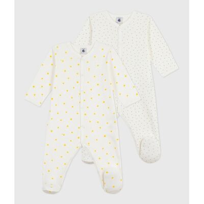 PETIT BATEAU Lot de 2 pyjamas en coton, imprimés coeurs et soleils PETIT BATEAU Lot de 2 pyjamas en coton, imprimés coeurs et soleils