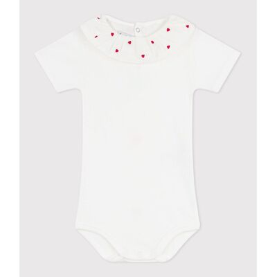 PETIT BATEAU Body en coton, à col brodé, uni PETIT BATEAU Body en coton, à col brodé, uni