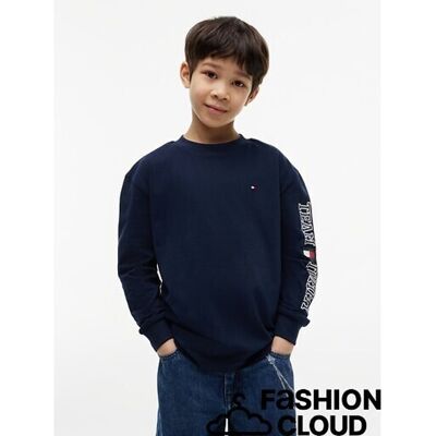 TOMMY HILFIGER Sweat manches longues, imprimé sur la manche, en molleton TOMMY HILFIGER Sweat manches longues, imprimé sur la manche, en molleton
