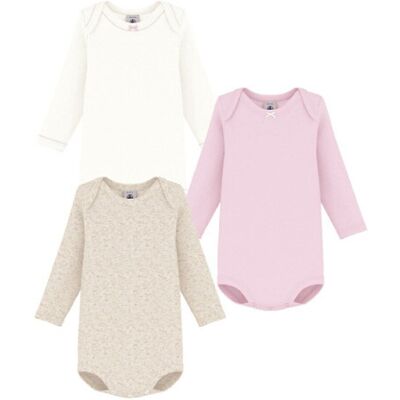 PETIT BATEAU Lot de 3 bodies manches longues en coton PETIT BATEAU Lot de 3 bodies manches longues en coton