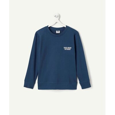 TAPE A L'OEIL Sweat col rond en molleton, avec message devant et motif imprimé au dos TAPE A L'OEIL Sweat col rond en molleton, avec message devant et motif imprimé au dos 