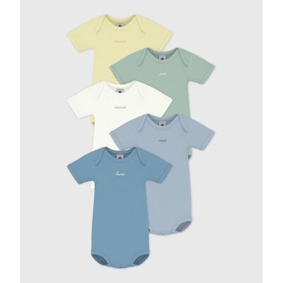 PETIT BATEAU Lot de 5 bodies manches courtes unis PETIT BATEAU Lot de 5 bodies manches courtes unis