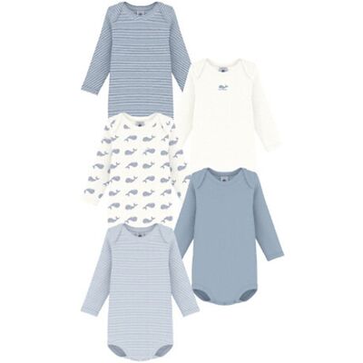 PETIT BATEAU Lot de 5 bodies en coton PETIT BATEAU Lot de 5 bodies en coton