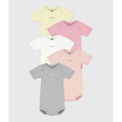 PETIT BATEAU Lot de 5 bodies manches courtes 3 mois-3 ans PETIT BATEAU Lot de 5 bodies manches courtes 3 mois-3 ans