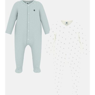 PETIT BATEAU Lot de 2 pyjamas en coton, imprimés têtes d'ours et rayures PETIT BATEAU Lot de 2 pyjamas en coton, imprimés têtes d'ours et rayures