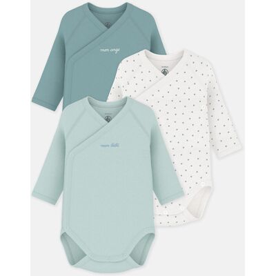 PETIT BATEAU Lot de 3 bodies naissance à manches longues PETIT BATEAU Lot de 3 bodies naissance à manches longues