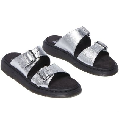 DR. MARTENS Mules cuir Josef Slide Silver Metallic Tumble DR. MARTENS Mules cuir Josef Slide Silver Metallic Tumble