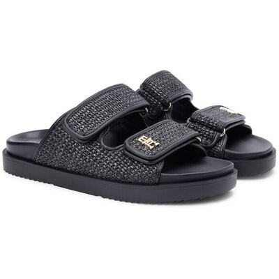 TOMMY HILFIGER Mules double strap en raphia TOMMY HILFIGER Mules double strap en raphia