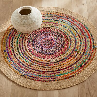 Tapis en jute et coton recyclé Am.pm - Multicolore Ø120cm Tapis en jute et coton recyclé Am.pm - Multicolore Ø120cm