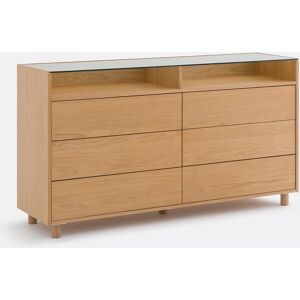 LA REDOUTE INTERIEURS Commode en plaqué chêne et verre trempé, 6 tiroirs, WALOR LA REDOUTE INTERIEURS Commode en plaqué chêne et verre trempé, 6 tiroirs, WALOR