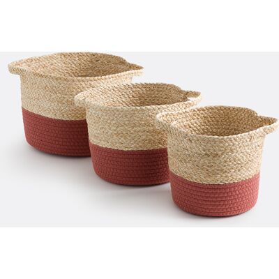 LA REDOUTE INTERIEURS Lot de 3 paniers tressés avec base colorée, BUMBAY LA REDOUTE INTERIEURS Lot de 3 paniers tressés avec base colorée, BUMBAY