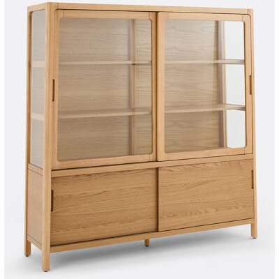 LA REDOUTE INTERIEURS Vitrine en frêne massif et placage chêne, 4 portes, hauteur 180 cm, Tress LA REDOUTE INTERIEURS Vitrine en frêne massif et placage chêne, 4 portes, hauteur 180 cm, Tress