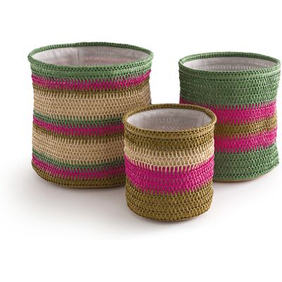 LA REDOUTE INTERIEURS Lot de 3 paniers en papier crocheté - Multicolore LA REDOUTE INTERIEURS Lot de 3 paniers en papier crocheté - Multicolore