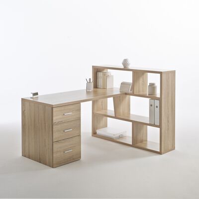 Bureau avec bibliothèque So'home - Réversible, Marron ou Beige Bureau avec bibliothèque So'home - Réversible, Marron ou Beige
