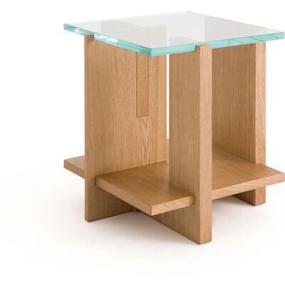 AM.PM Bout de canapé plaqué chêne et verre trempé, Laby AM.PM Bout de canapé plaqué chêne et verre trempé, Laby