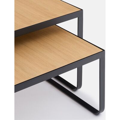 LA REDOUTE INTERIEURS Lot de 2 tables basses gigognes, en plaqué chêne et métal acier, BATHI LA REDOUTE INTERIEURS Lot de 2 tables basses gigognes, en plaqué chêne et métal acier, BATHI