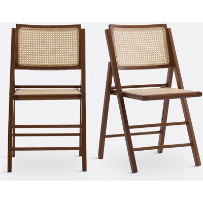 LA REDOUTE INTERIEURS Lot de 2 chaises pliantes hêtre et cannage, Rivia LA REDOUTE INTERIEURS Lot de 2 chaises pliantes hêtre et cannage, Rivia