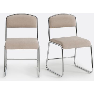 LA REDOUTE INTERIEURS Lot de 2 chaises chrome et tissu, Celestina LA REDOUTE INTERIEURS Lot de 2 chaises chrome et tissu, Celestina