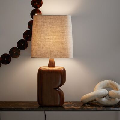 AM.PM Lampe à poser en manguier et lin, Gyra AM.PM Lampe à poser en manguier et lin, Gyra