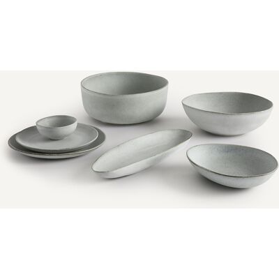 Am.pm Leiria Ensemble de 4 Assiettes en Grès Gris Am.pm Leiria Ensemble de 4 Assiettes en Grès Gris
