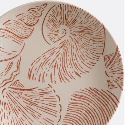 LA REDOUTE INTERIEURS Lot de 4 assiettes plates en céramique, motif coquillage, OMANA LA REDOUTE INTERIEURS Lot de 4 assiettes plates en céramique, motif coquillage, OMANA