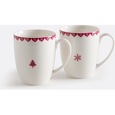 LA REDOUTE INTERIEURS Lot de 2 mugs en porcelaine, Flocani LA REDOUTE INTERIEURS Lot de 2 mugs en porcelaine, Flocani