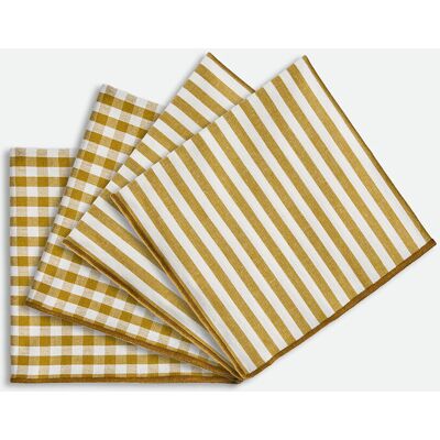 LA REDOUTE INTERIEURS Lot de 4 serviettes de table, 30% coton recyclé, tissé teint, SOIZIC LA REDOUTE INTERIEURS Lot de 4 serviettes de table, 30% coton recyclé, tissé teint, SOIZIC